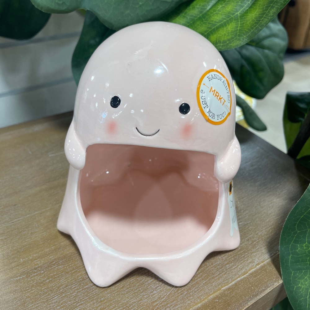 Pink Halloween Ghost Cute Ceramic Open Mouth Candy Jar 🩷👻 Market Finds NWT